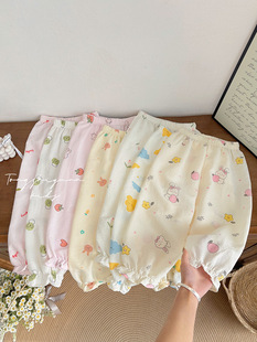2024 New Children's Casual Pants Girls' Anti-mosquito Pants Loose Thin Baby's Ankle-length Pants Floral Trendy Outer Wear Pants