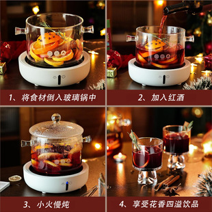Glass Pot Household Pot Auxiliary Food Soup Stew Pot Noodle Cooking Milk Pot Thickened Large Capacity Transparent Red Wine Boiling Glass Pot