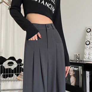 Pear-Shaped Wide-Leg Pants Women's Spring and Summer 2024 New High Waist Dummy Slimming Straight Pants Casual Mop Pants