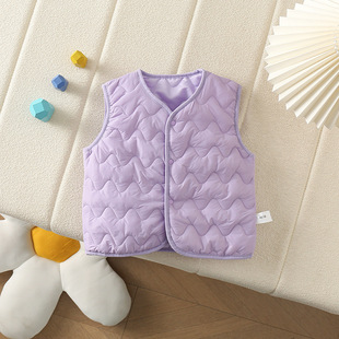 Baby's Cotton Vest Korean Style Autumn and Winter Bottoming Thickened Vest Baby's Warm Vest Wavy Sleeveless Waistcoat
