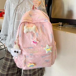 Schoolbag Cute High-value Large-capacity Instagram Backpack for College Students All-match Simple Backpack for Girls in Japanese Style