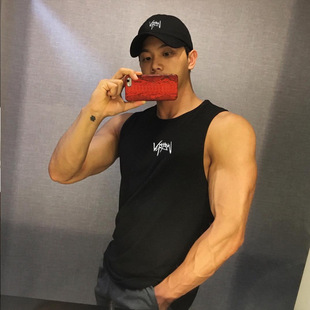 Мужской жилет для фитнеса Crazy Muscle, Быстросохнущий дышащий топ с буквенным принтом, повседневный топ в Корейском стиле на открытом воздухе