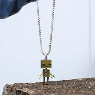 European and American Ins Cool Tie-hop Activity Robot Titanium Steel Necklace Personalized Trendy Men's Couple Pendant Pendant