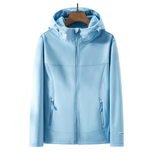 Outdoor Soft Shell Jacket for Men and Women Couple Autumn and Winter Windproof Waterproof Velvet Warm Hooded Jacket Jacket