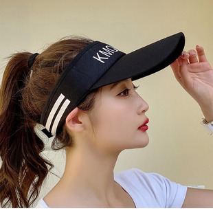 Summer Men's and Women's Empty Top Hat Outdoor Sports Sunshade Hat Cotton Polyester Printed Sunscreen Hat Large Brim Casual Empty Top Hat