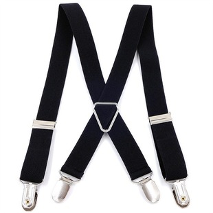 Cross-border hot selling adult 4-clip solid color suspender clip suit pants suspender suspender performance suspender dance suspender wholesale