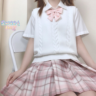 Glutinous Rice Japanese Original jk Solid Color Knitted Vest All-match Lazy Soft Girl Autumn New Core-spun Yarn