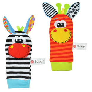sozzy baby-shaped socks rattle animal rattle plush socks 0-12month baby early education socks toys