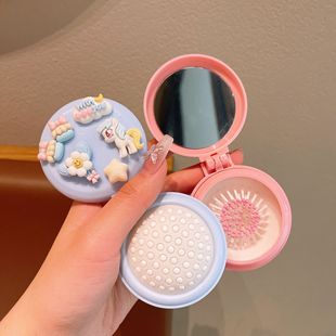 Foldable Airbag Comb Pony Massage Comb Air Cushion Comb Mini Portable Small Comb Round Mirror Comb Portable Comb