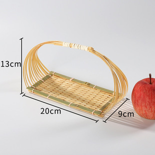 Bamboo hand basket vegetable basket with handle dessert basket bamboo basket mini fruit basket household round handmade bamboo products