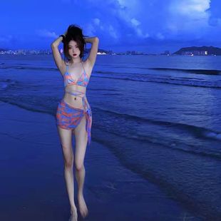 Cross-border Sexy Bikini Ins Swimsuit 2022 Elegant White Three-piece Set Split Strap 22126