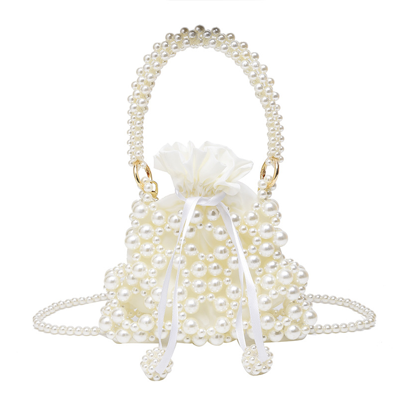 Exquisite and stylish handmade faux pearl woven beaded small square bag for women, new style, cute single shoulder/crossbody bag.