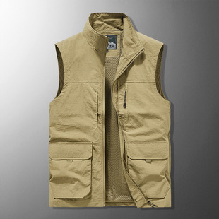 Vest men's summer thin outdoor leisure work vest plus size loose multi-pocket fishing vest
