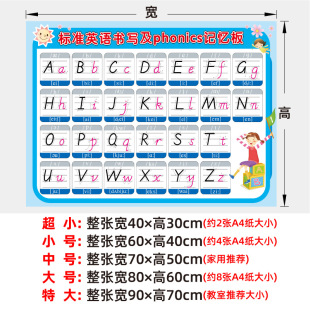 Phonetic audio wall chart training early education English 26 writing sequence table English phonetic poster wall stickers Primary School
