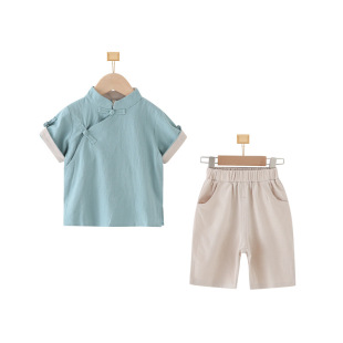 Ethnic Chinese Style Children's Clothing Boys' Cotton and Linen Suit Girls' Hanfu Summer Clothing Children's Learning Clothing of the Republic of China Baby's Tang Clothing