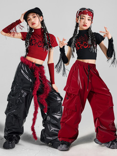 Girls' jazz dance tassel performance costume children's practice suit suit top children's hip-hop performance costume tide