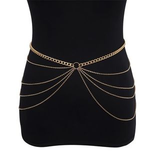 European and American Cross-border Metal Jewelry Simple Multi-layer Tassel Golden Waist Chain Jewelry Women's High-end Waist Decoration Yiwu Accessories