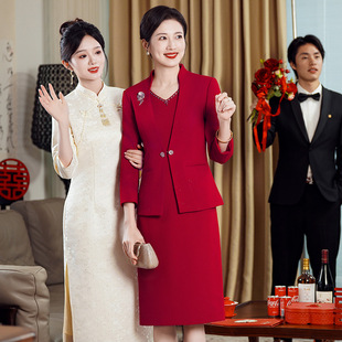 Happy mother-in-law wedding dress two-piece spring mom wedding dress high-end young fashion noble dress suit