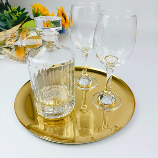 Stainless Steel Wine Storage Large Tray Metal Round Dim Sum Tea Tray Gold Plated Ornaments Decorations Multi-use Tray