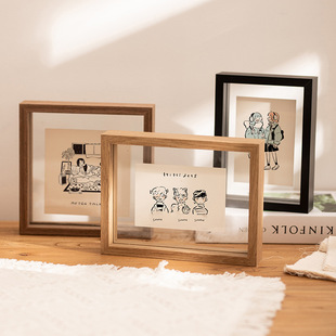 Double-sided Transparent Photo Frame 6 Inch 8 Calligraphy and Painting Calligraphy Ornaments Real Glass Photographed Display Stand Photo Small Frame