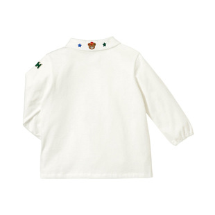 in stock miki children's clothing autumn 2023 new cartoon hat bear rabbit embroidery collar long sleeve shirt