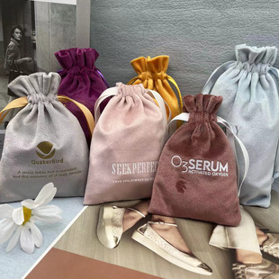 Factory spot supply dark green Lisi velvet bag fashion jewelry packaging bow bundle pocket with logo