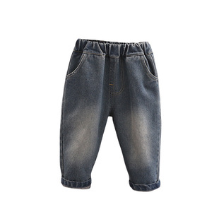Five small seven spring and autumn 2025 new children 0-5 years old boys and girls solid color all-match casual jeans z