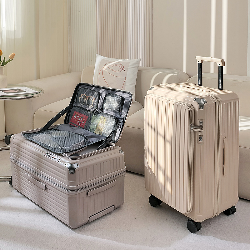 Five-Wheel Trolley Suitcase, Thickened, Large Capacity, Expandable Luggage Bag for Women, 20inch Silent Side-Opening Cover Carry-On Travel Suitcase for Men