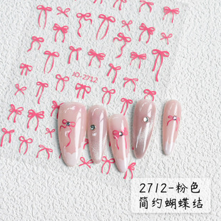 Wholesale nail art stickers red black bow tie wearing nail patch with adhesive ultra-thin nail decoration