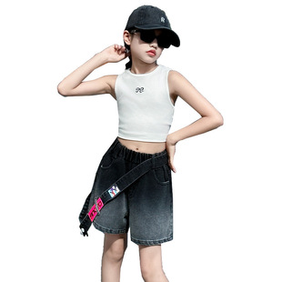 Girls' Summer New Style Shorts Big Kids Fashionable Denim Shorts Children's Casual All-match Summer Hot Pants Trendy
