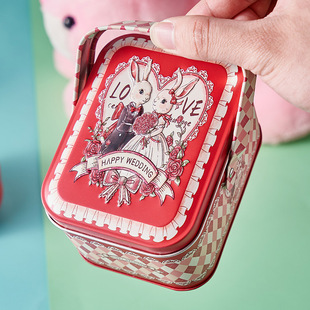 New Children's Day Gift Cans Cartoon Full Moon Birthday White Rabbit Milk Candy Candy Box Portable Box Tinplate