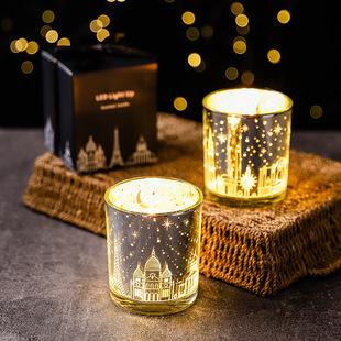 Romantic fragrance candle ornaments electroplated Cup LED light aromatherapy candle lamp essential oil aromatherapy Valentine's Day gift