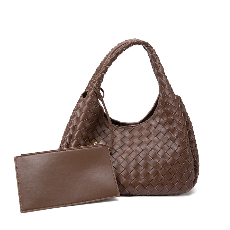 New cross-border trend women's handbags, made of top-grain sheepskin, double-sided woven, hand-held, shoulder, and crossbody woven bags.