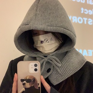 South Korea Balaclava Hat Autumn and Winter Warm Hat Women's Fashion Scarf One-piece Knitted Ear Protection Wool Hat