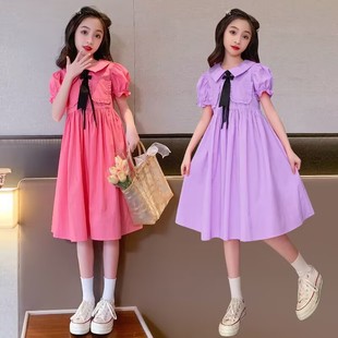 Girl's Dress Summer New Style Girl's Western Style College Style Princess Dress Summer Dress Bubble Sleeve Children's Shirt Skirt