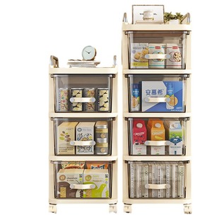 Multi-layer Transparent Storage Cabinet with Drawer Multi-functional Movable Cart Storage Rack Living Room Large Capacity Storage Rack