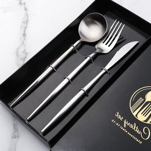 304 Portuguese tableware stainless steel knife fork spoon chopsticks suit knife tea spoon coffee spoon dessert fork gift box
