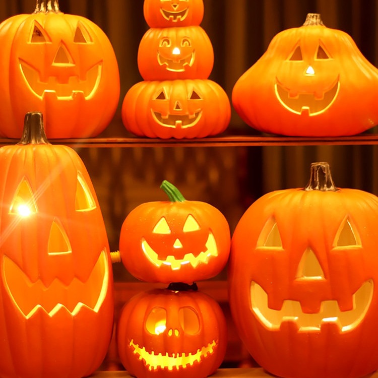 Halloween pumpkin lantern decorations, shopping mall and bar scene decorations, event props, hollowed-out glowing large pumpkins