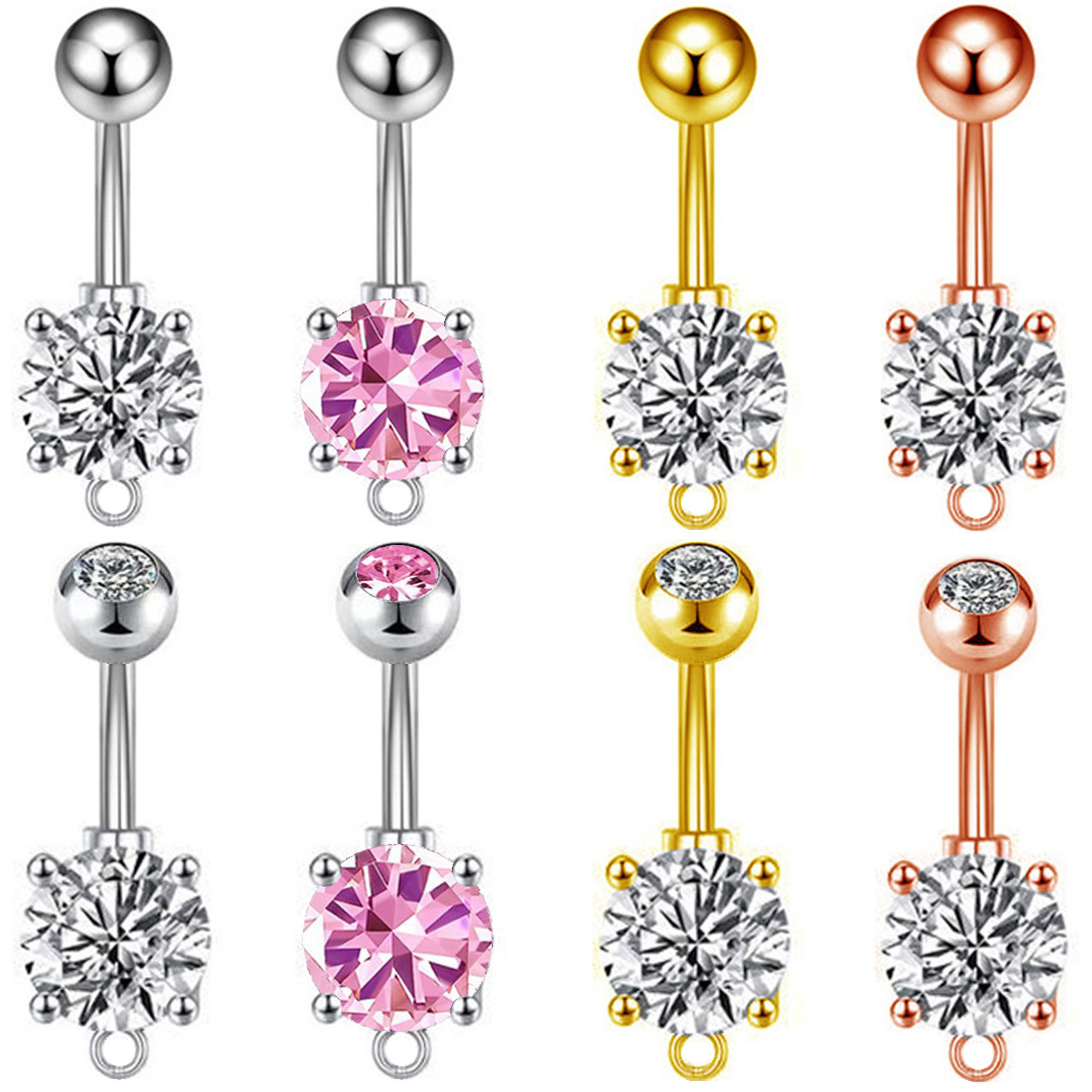 Amazon cross-border hot copper inlaid zircon navel nail accessories can be hung any navel ring manufacturers online wholesale