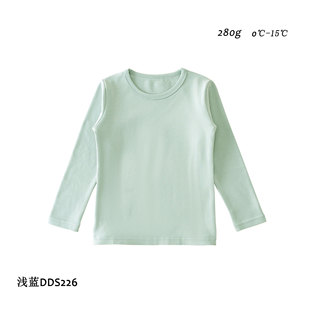 Children's Autumn and Winter New Base Shirt Sanding Thickened Warm T-Shirt Middle-aged Boys and Girls Solid Color Round Neck Top