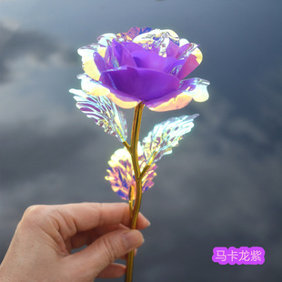 Colorful Glowing Gold Foil Rose Colorful Gold Rose Romantic Valentine's Day for Wife and Girlfriend Birthday Gift