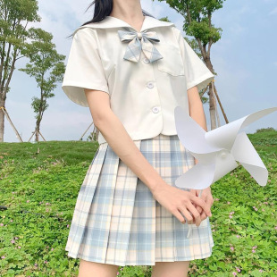 jk two-piece summer korean basic short-sleeved shirt sailor suit jk uniform suit pleated skirt