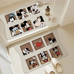 Cartoon Mickey Soft Diatom Mud Floor Mat Toilet Door Non-slip Foot Mat Bathroom Quick-drying Absorbent Dirty-resistant Foot Mat