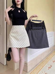 Yeyuan apricot Wave Dot Skirt Summer Casual All-match Hip Skirt Female Hot Girl High Waist A- Line Skirt Suit Skirt