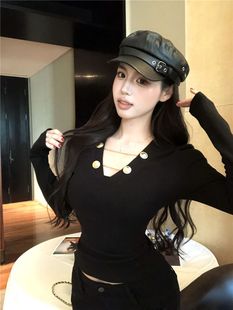 Pure Spice Girl Sexy V-neck Top Women's Autumn and Winter Heavy Industry Chain Long Sleeve T-shirt fleece-lined Base Shirt Inner Wearing Outer Wearing