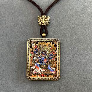 Five-way God of Wealth Thangka Pendant Amulet Necklace Yellow God of Wealth Black God of Wealth Gawu Box This Life Year Guardian Buddha Card