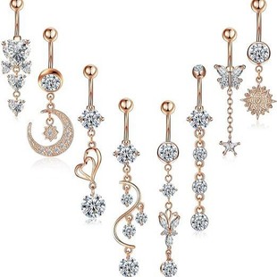Hot new zircon belly button ring belly button nail piercing jewelry online wholesale