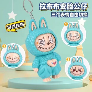 Cross-Border Popular Labubu Face-Changing Doll Keychain Cartoon Decompression Creative Trendy Face-Changing Doll Toy Pendant