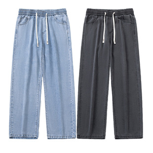 LKTM Men # американский ретро Lexel Tiss Джинсы мужские приливные бренды свободные вертикальные шнурки прямые брюки