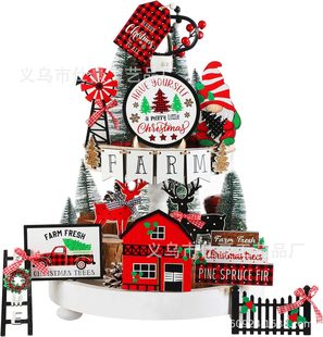 Cross Border Halloween Layered Tray Decorative Set Ghost Style Wooden Logo Farmhouse Country Table Top Wood Decoration